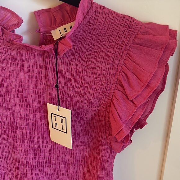 THML flutter ruffle sleeve pink top - Picture 4 of 6